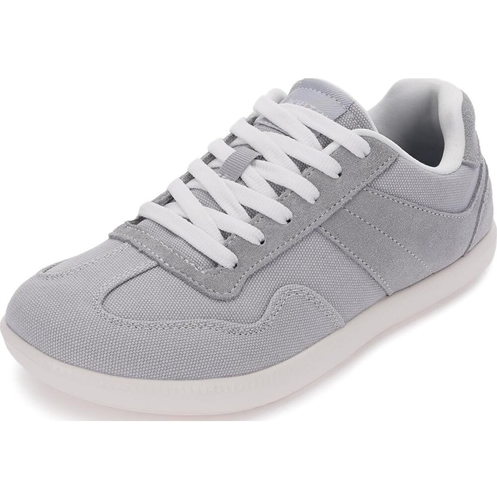 Whitin Feather Sneakers Wide Toe Box Canvas Lace Up Zero Drop Sole Gray 9